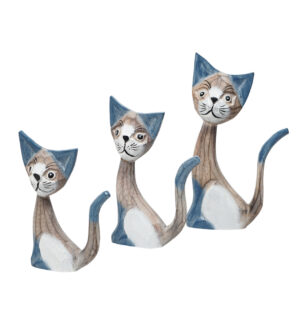 Wood Cat long tail set - Blue/White (14,16,18cm)