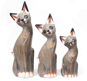 Wood cat set Standing - grey (15,20,25cm)