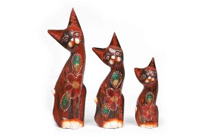 Wood cat set Standing - glitter (15,20,25cm)