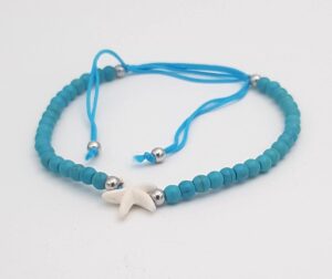 Pirus bead bracelet with starfish - Turquoise beads