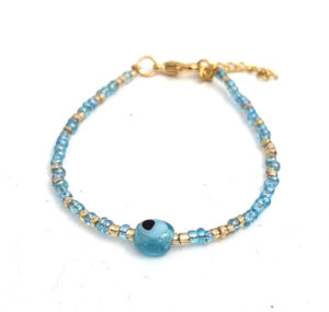 Bead bracelet with evil eye - Turquoise