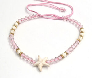 Bracelet with Bead & Starfish - Pink